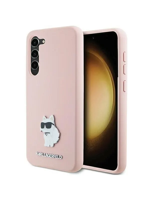 Karl Lagerfeld Silicone Choupette Metal Pin case for Samsung Galaxy S23+ - pink