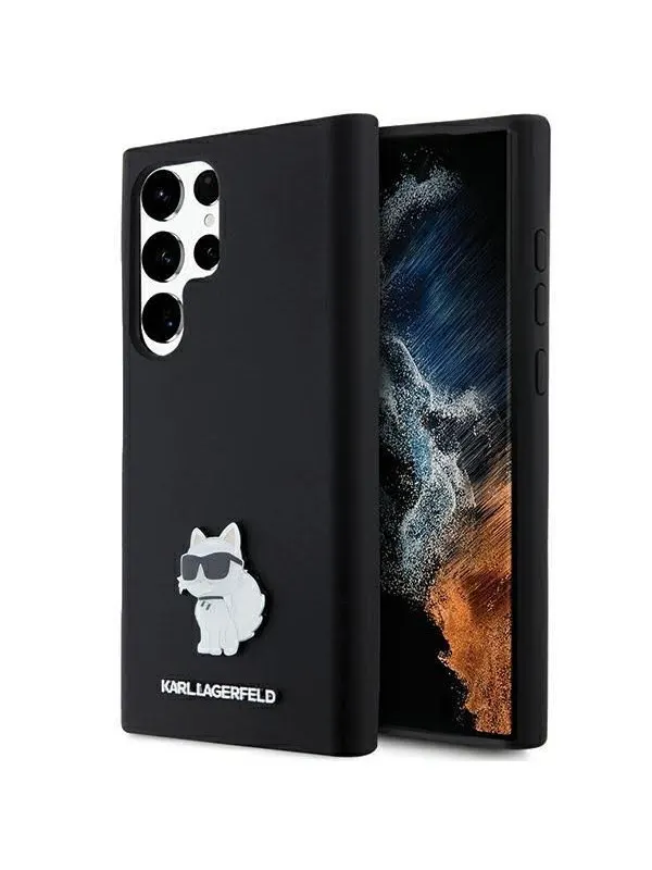 Karl Lagerfeld Silicone Choupette Metal Pin case for Samsung Galaxy S23 Ultra - black