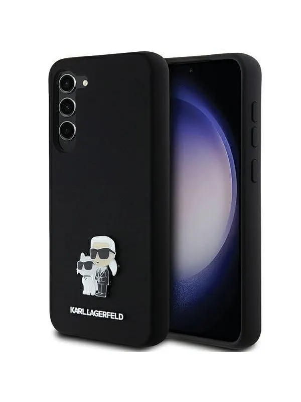 Karl Lagerfeld Silicone Karl&Choupette Metal Pin case for Samsung Galaxy S23+ - black