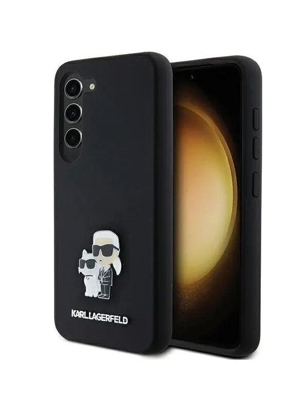 Karl Lagerfeld Silicone Karl&Choupette Metal Pin case for Samsung Galaxy S23 - black