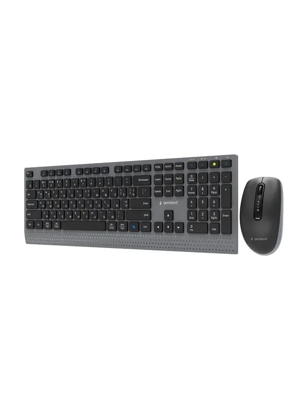 Gembird - keyboard and mouse set - dual-mode slim full size - Cyrillic - black Input Device - Tastatur &amp; Mus set - Cyrillic - Svart