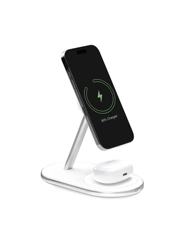 Puro 2in1 Charger Mag Station Wireless Charging Station for Phone and Headphones - White