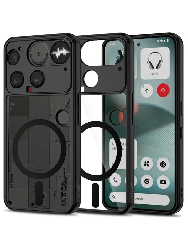 Tech-Protect MagMat MagSafe Case for Nothing Phone 3 - Black and Clear