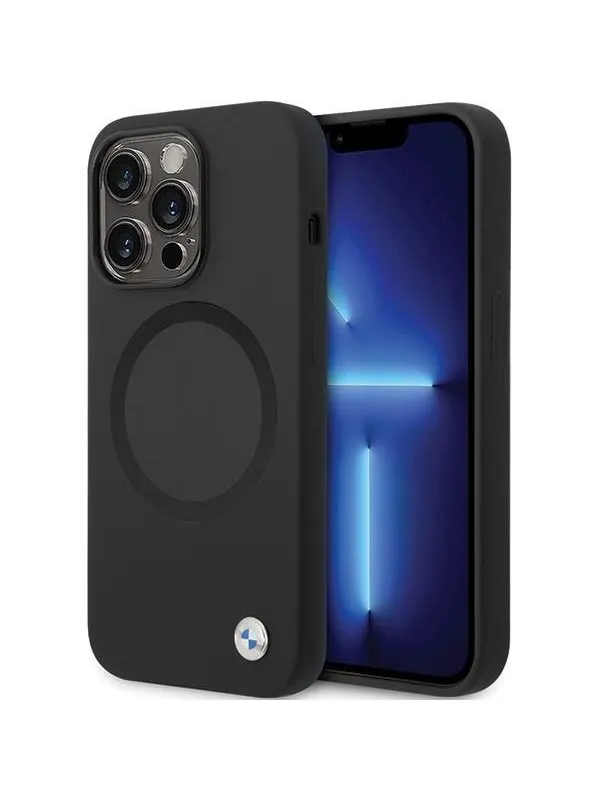 BMW BMHMP14LSILBK2 Case for iPhone 14 Pro - Black Signature Liquid Silicone MagSafe