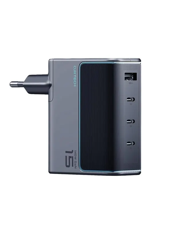 CUKTECH AD1404UEU 140W GaN 3x USB-C + USB-A Wall Charger with USB-C Cable - Grey