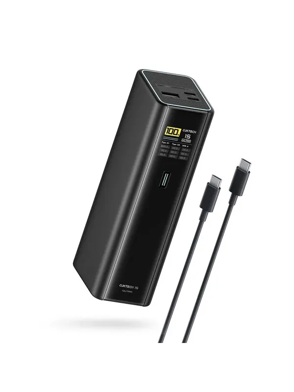 CUKTECH PB200U Powerbank 210W 20000mAh 2x USB-C + USB-A with TFT display and 240W USB-C cable - black - 20000 mAh