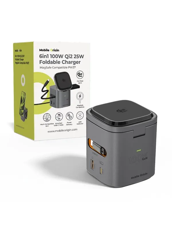 Mobile Origin 100W Qi2 25W Foldable Charger PW37 MagSafe Compatible