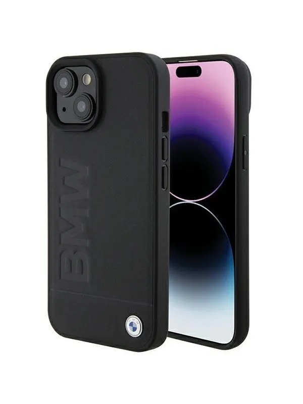 BMW Leather Hot Stamp Case for iPhone 15 - Black