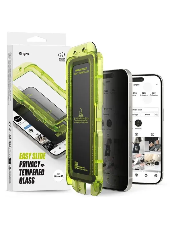 Ringke Easy Slide 2-pack Privacy Glass for iPhone 17 - Black