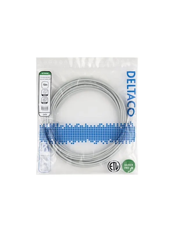 Deltaco patch cable - 10 m - grey - Grå