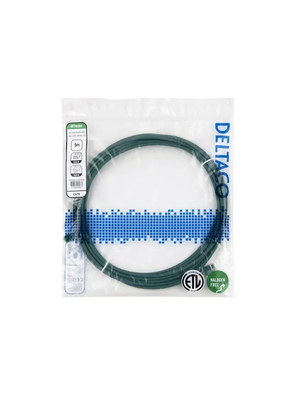 Deltaco patch cable - 5 m - green - Grön