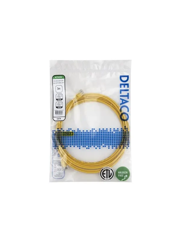Deltaco patch cable - 3 m - yellow - Gul