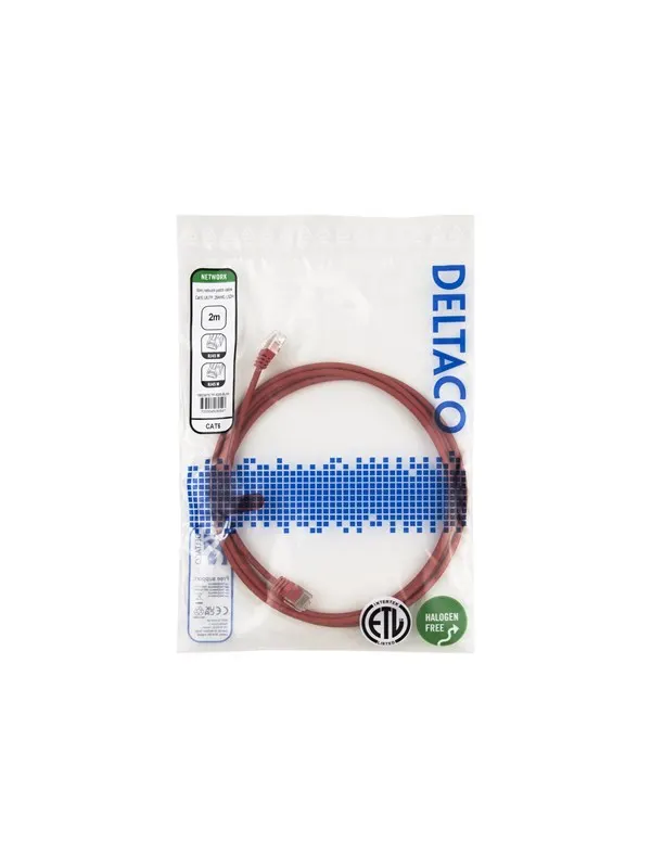 Deltaco patch cable - 2 m - red - Röd