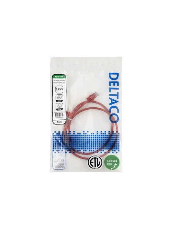 Deltaco patch cable - 0.75 m - red - Röd