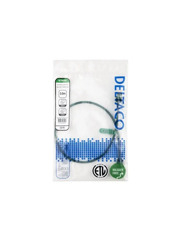 Deltaco patch cable - 0.5 m - green - Grön