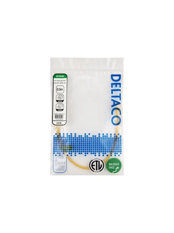 Deltaco patch cable - 0.3 m - yellow - Gul