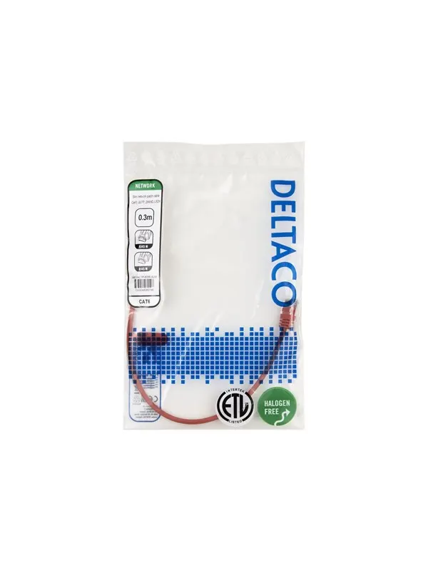 Deltaco patch cable - 0.3 m - red - Röd