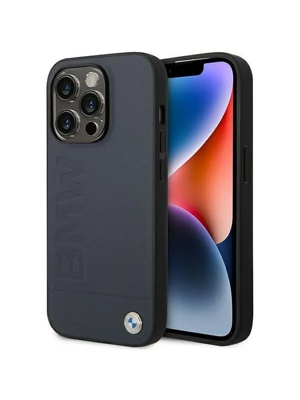 BMW BMHMP14XSLLNA iPhone 14 Pro Max 6.7" navy/navy hardcase Leather Hot Stamp MagSafe