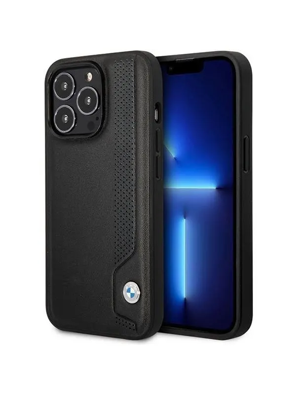BMW BMHCP14X22RBDK iPhone 14 Pro Max 6.7" black/black hardcase Leather Blue Dots