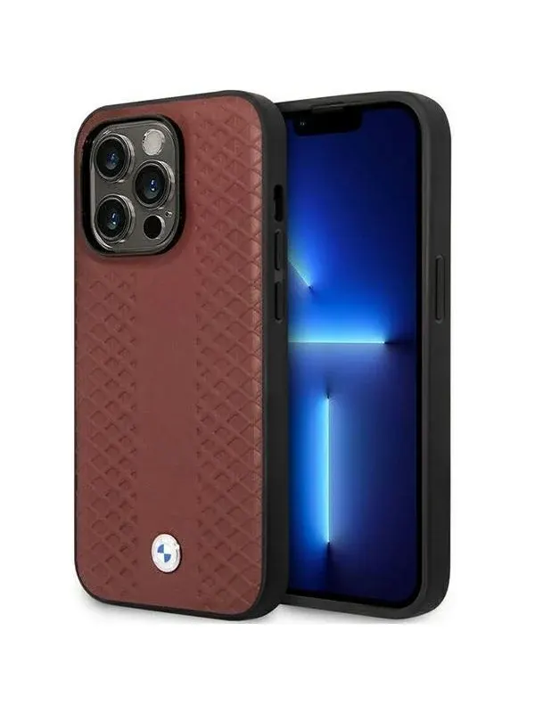 BMW BMHCP14L22RFGR iPhone 14 Pro 6.1" Burgundy/burgundy Leather Diamond Pattern