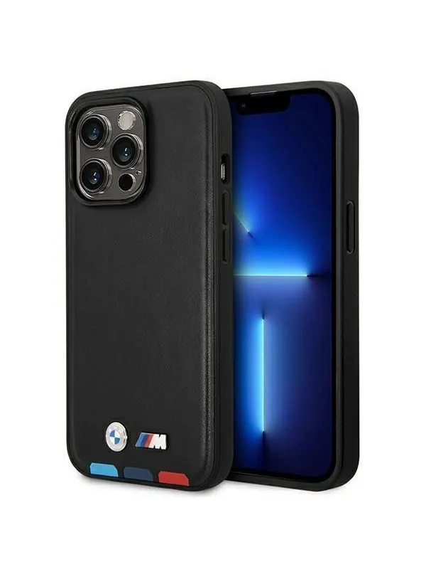 BMW BMHMP14L22PTDK iPhone 14 Pro 6.1 "black / black Leather Stamp Tricolor Magsafe