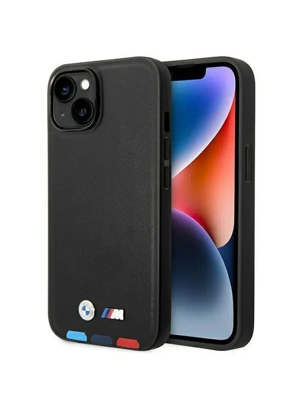 BMW BMHCP14M22PTDK iPhone 14 Plus 6.7 "black / black Leather Stamp Tricolor