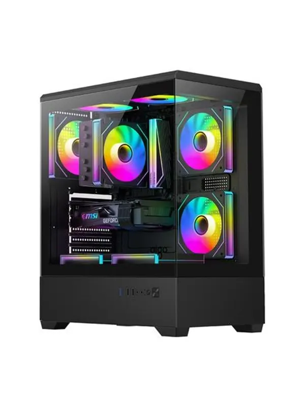 Darkflash C365 Computer Case + 5 Fans - Chassi - Svart