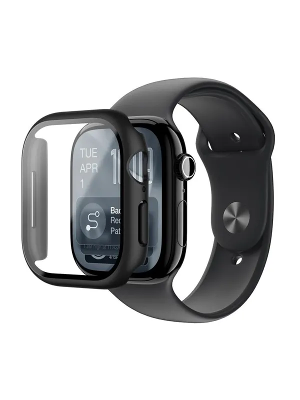 AmazingThing Radix Glass Screen Protector with Case for Apple Watch Series 11 42mm - Black