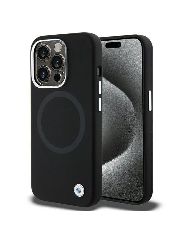 BMW Signature Liquid Silicone MagSafe case for iPhone 15 Pro Max - black