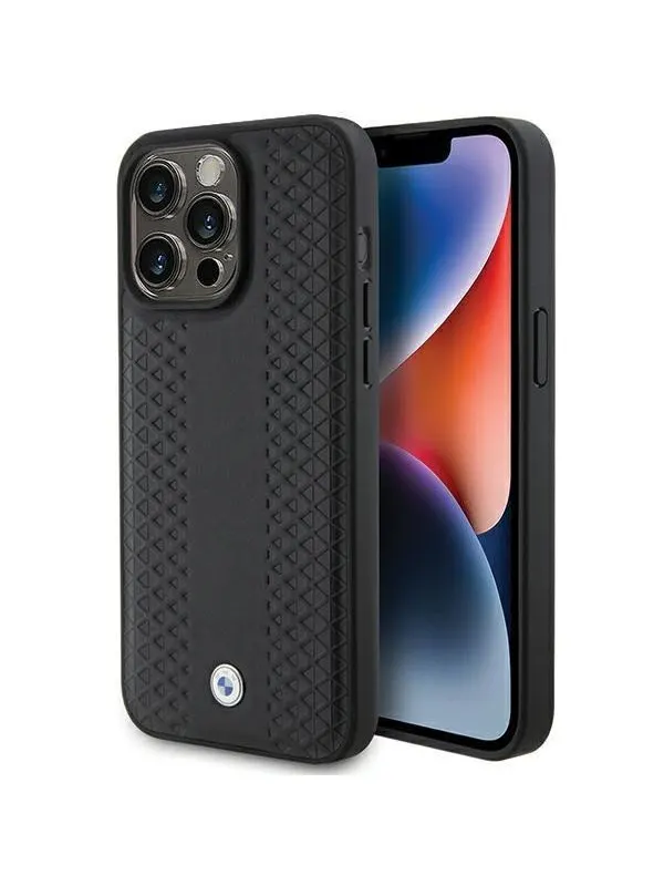 BMW Leather Diamond Pattern case for iPhone 15 Pro - black