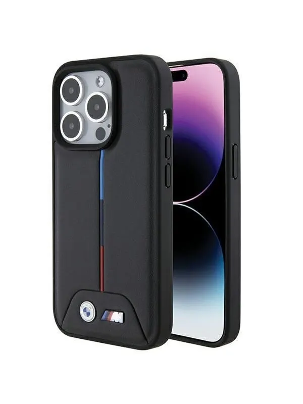 BMW Quilted Tricolor iPhone 15 Pro Case - Black