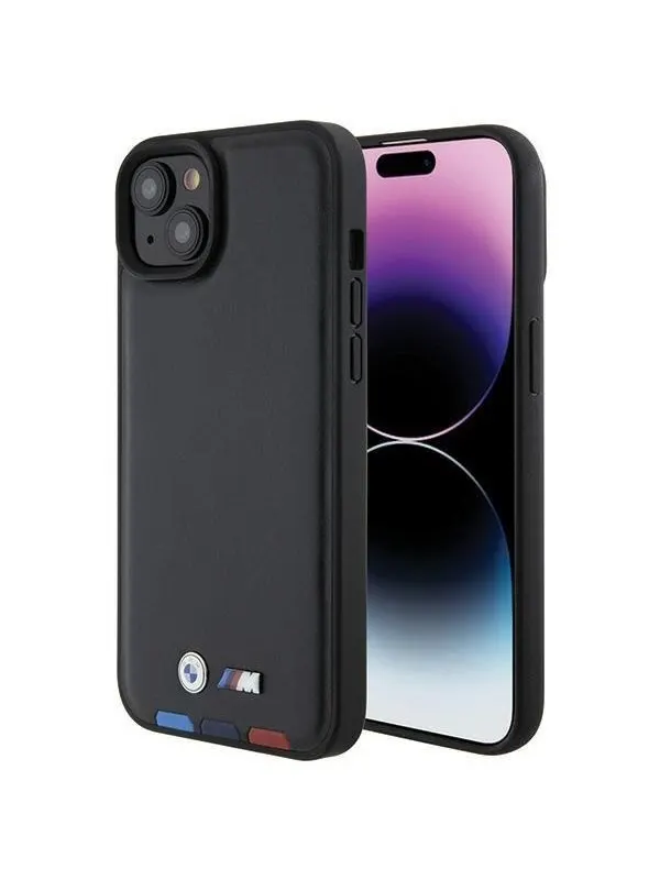 BMW BMHCP15M22PTDK iPhone 15 Plus 6.7" black/black Leather Stamp Tricolor