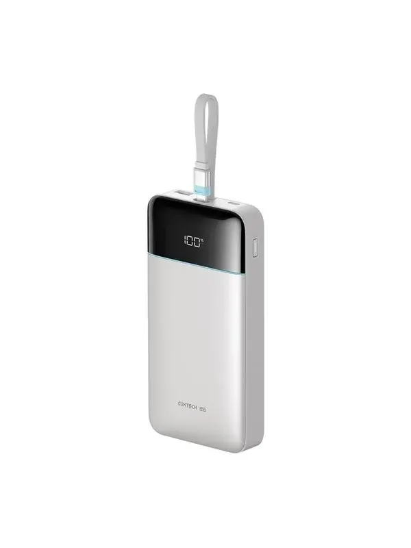 CUKTECH LPB252N 120W 25000mAh Powerbank with Built-in USB-C Cable - White - 25000 mAh