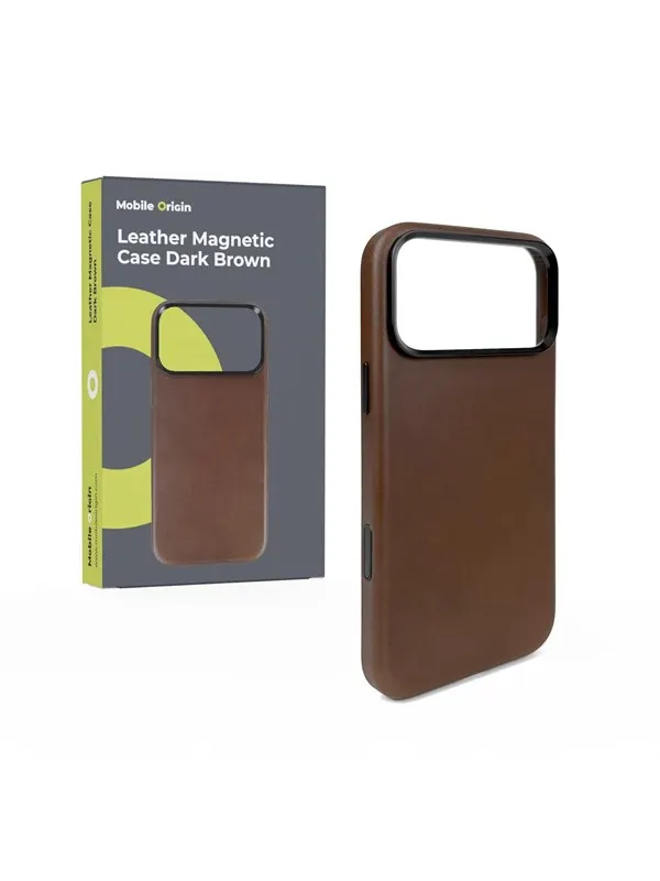 Mobile Origin Leather MagSafe Case iPhone 17 Pro - Dark Brown
