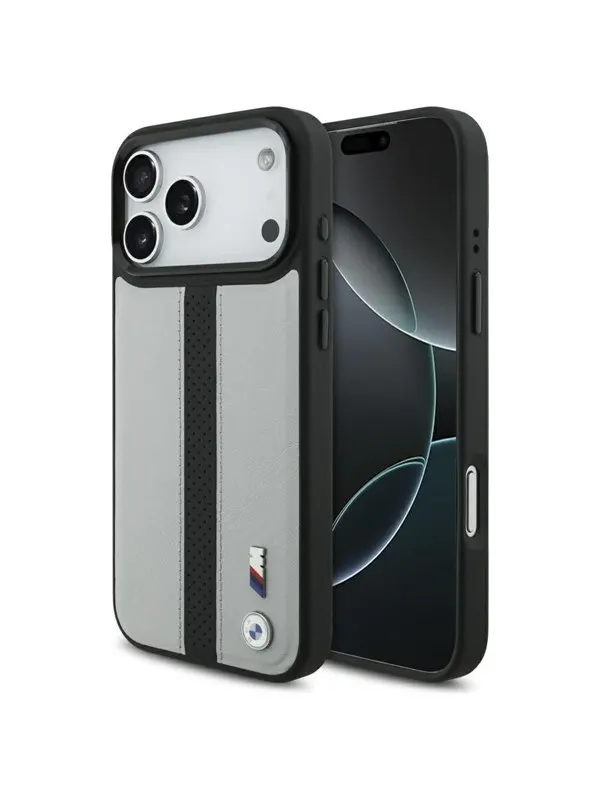 BMW M Perforated Stripe Logo MagSafe Case for iPhone 17 Pro Max - Gray