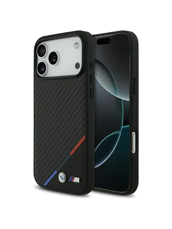 BMW M Carbon Tricolor Line MagSafe Case for iPhone 17 Pro Max - Black