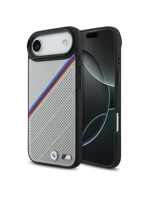 BMW M Tricolor Metal Logo MagSafe Case for iPhone 17 Air - Gray
