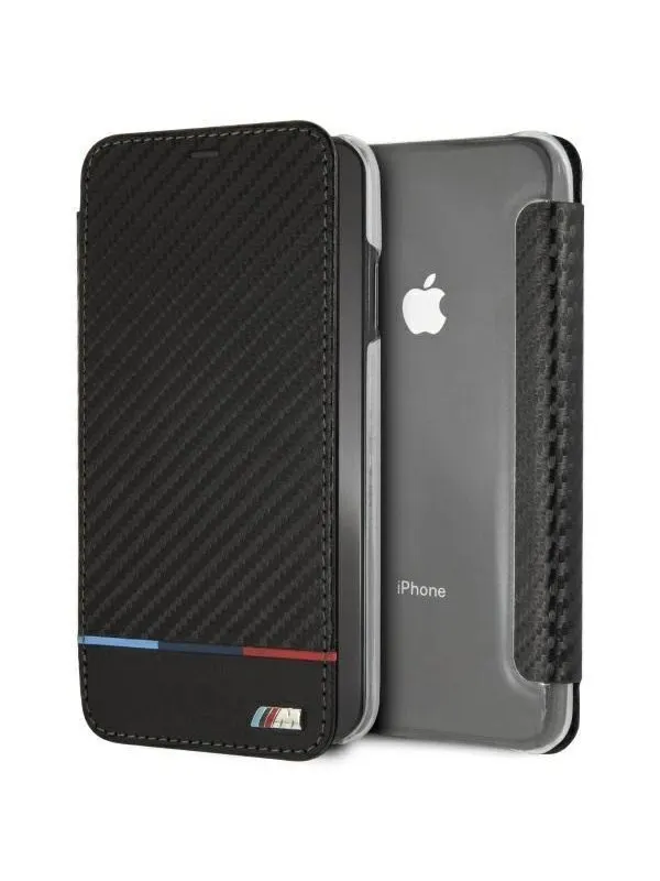 BMW Carbon Tricolor Stripe iPhone XS Max Case - Black