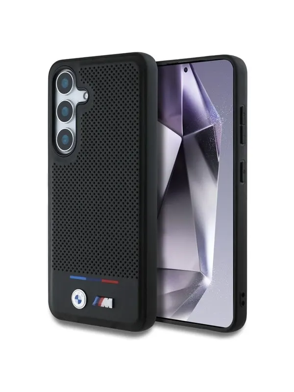 BMW Leather Tricolor Stripe MagSafe Case for Samsung Galaxy S25 - Black