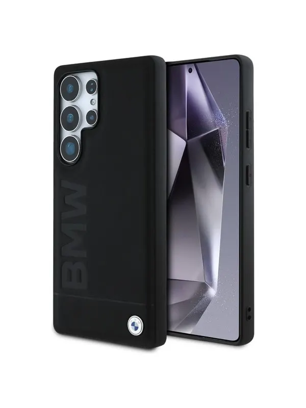 BMW Leather Big Wordmark Case for Samsung Galaxy S25 Ultra - Black