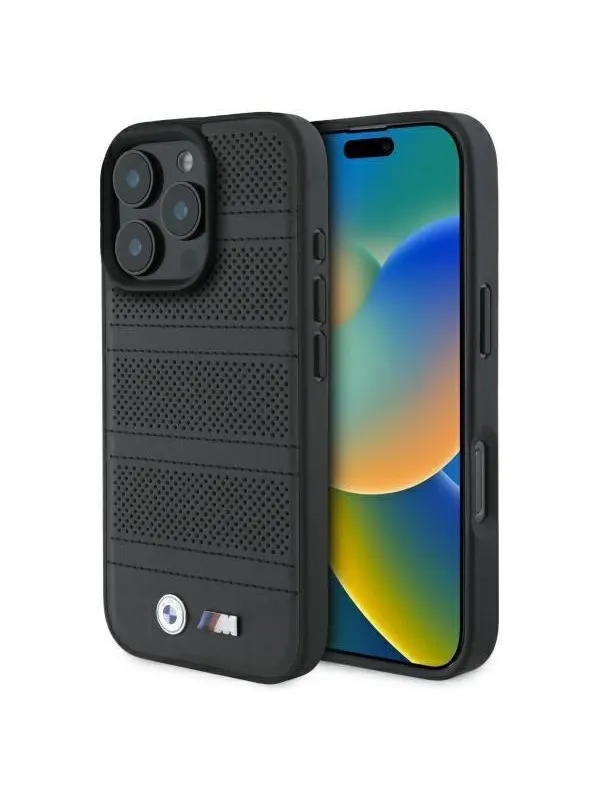 BMW M Perforated And Stitched Line MagSafe case for iPhone 16 Pro Max - black