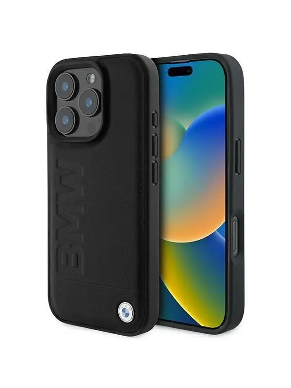BMW Leather Hot Stamp iPhone 16 Pro Case - Black