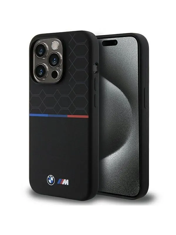 BMW M Silicone Pattern MagSafe case for iPhone 15 Pro - black