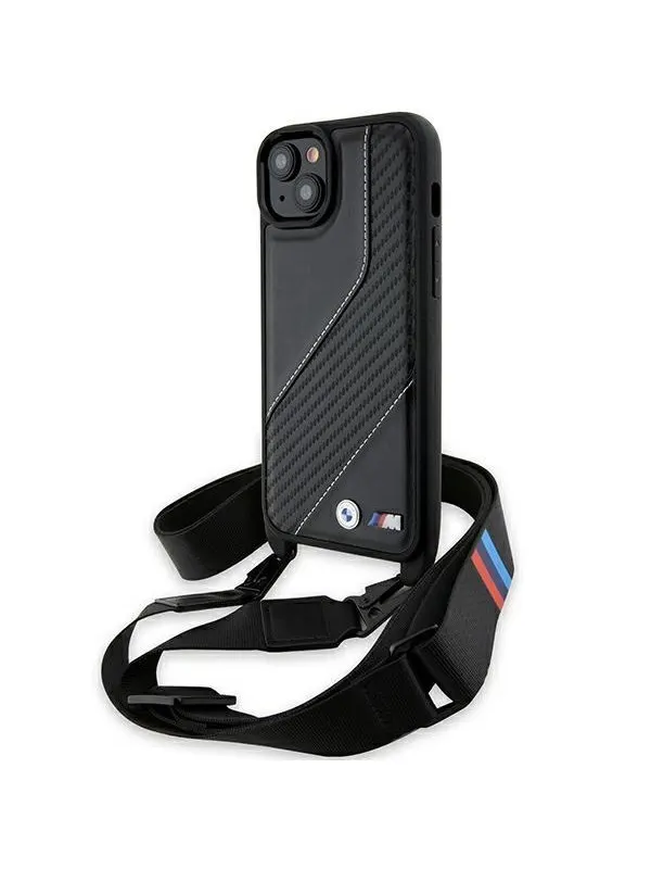 BMW M Edition Carbon Stripe &amp; Strap case for iPhone 15 / 14 / 13 - black