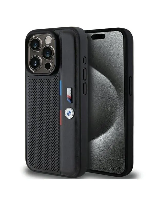 BMW Perforated Tricolor Line case for iPhone 15 Pro - black
