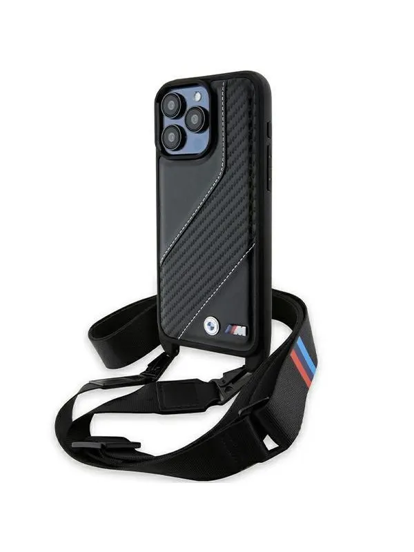 BMW M Edition Carbon Stripe & Strap case for iPhone 15 Pro - black