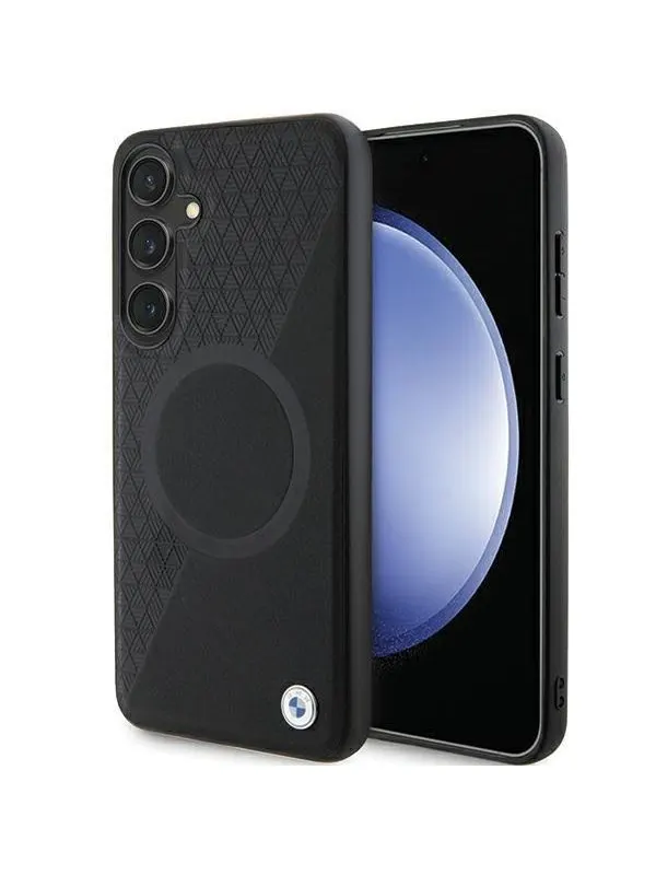 BMW BMHMS24M23RTPK S24+ S926 black/black hardcase Signature Leather Half Textured & Circle MagSafe