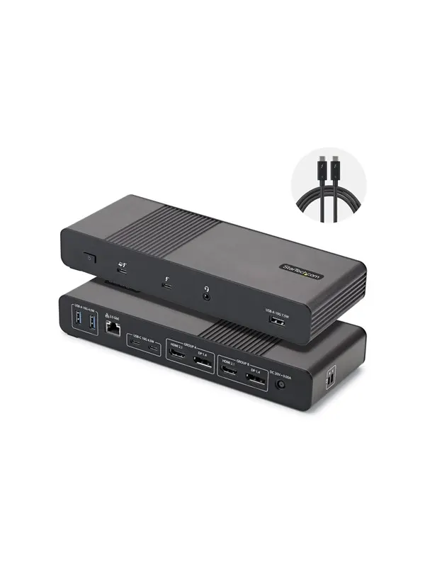 StarTech.com Startech - docking station - USB4 / Thunderbolt 4 / Thunderbolt 5 - 2 x DP 2 x HDMI - 1GbE 2.5GbE - TAA Compliant