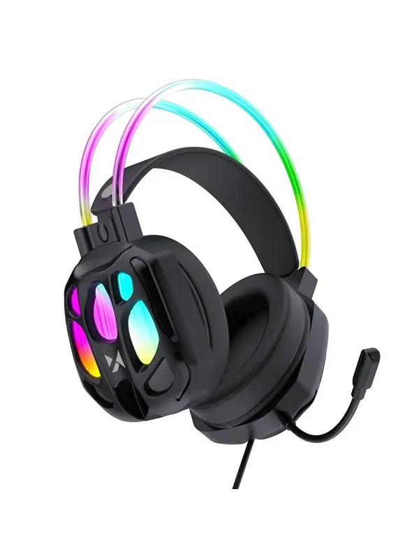 Wozinsky WSG-1118 Wired Gaming Headphones with Microphone and RGB Backlight - Black
