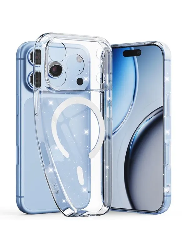 Tech-Protect FlexAir MagSafe Case for iPhone 17 Pro Max / 18 Pro Max - Clear Glitter